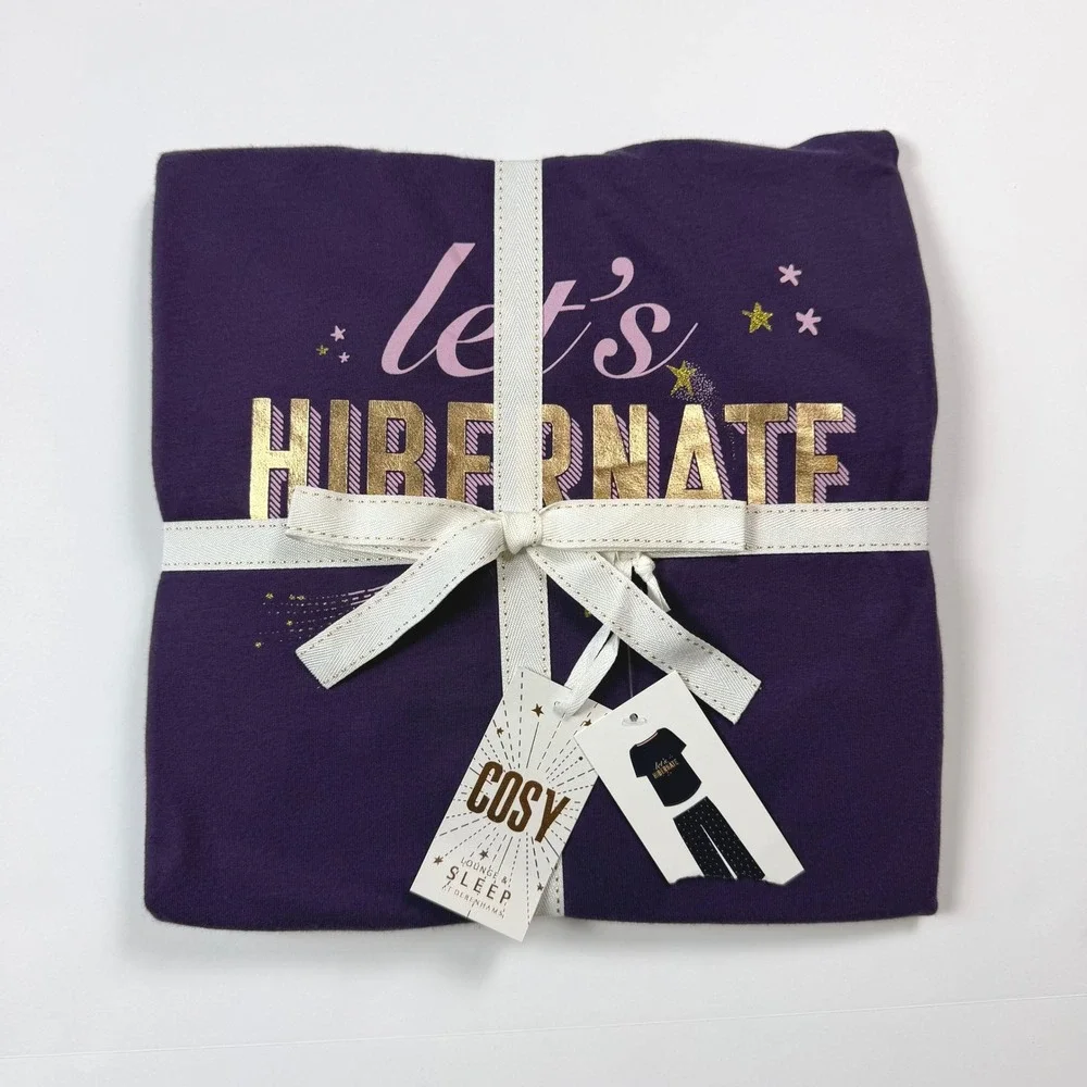 Debenhams Cosy Celestial Sleepwear Womens Pajama Set Purple Cotton Blend